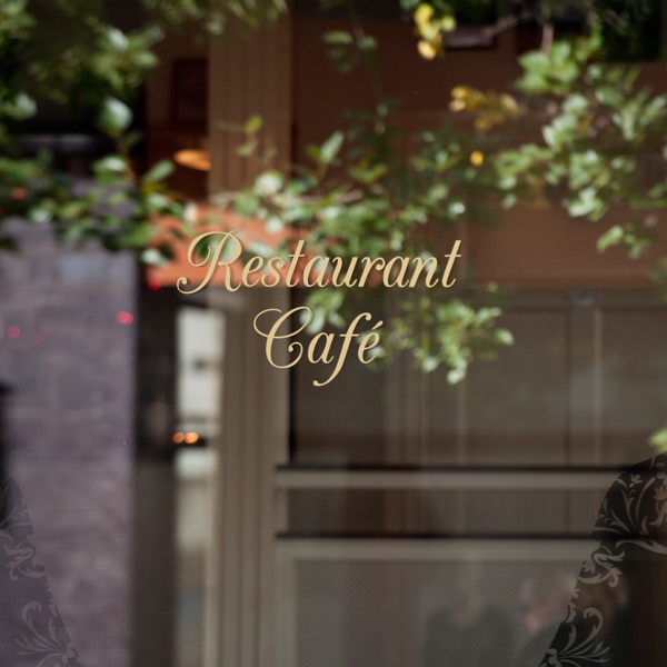 custom window decal at cafe