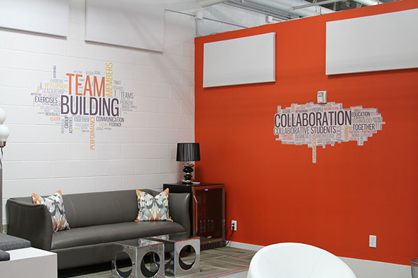 word cloud wall graphics on office wall